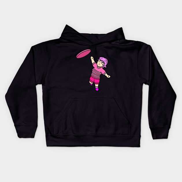 Ultimate Frisbee girl Kids Hoodie by Andrew Hau